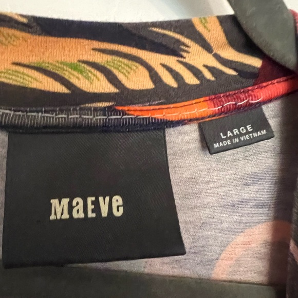 Anthropologie Maeve purple mini dress with vibrant tropical print w/pockets L - Picture 5 of 7